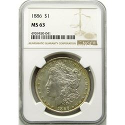 1886-P Morgan Silver Dollar $ NGC MS 63