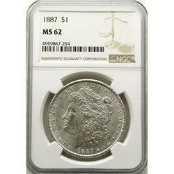 1887-P Morgan Silver Dollar $ NGC MS 62