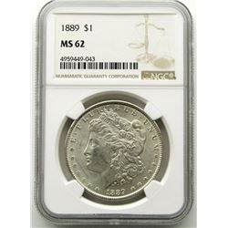 1889-P Morgan Silver Dollar $ NGC MS 62