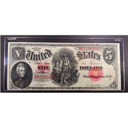 1907 $5 U.S. NOTE "WOODCHOPPER" AU