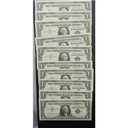8-1957 $1 SILVER CERTS - 4 pairs CONSECUTIVE