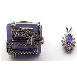 STERLING SILVER LOT - 1 RING & 1 PENDANT