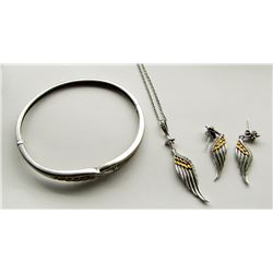 3 PIECE STERLING SILVER SET: 1 BRACELET,