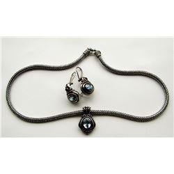 2 PIECE STERLING SILVER NECKLACE & EARRING SET