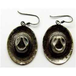 COWBOY HAT EARRINGS - STERLING SILVER