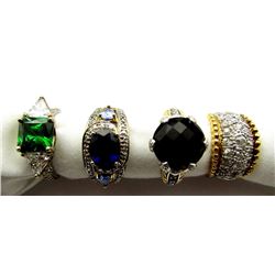 4 FLASHY STERLING SILVER RINGS