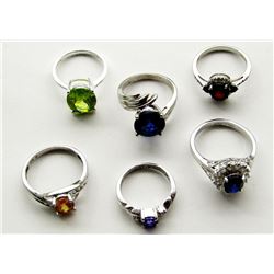 6 STERLING SILVER RINGS