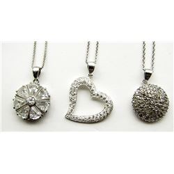 3 STERLING SILVER NECKLACES