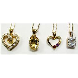 4 STERLING SILVER GOLD PLATED NECKLACES
