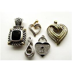 5 STERLING SILVER PENDANTS