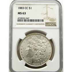 1883-CC MORGAN SILVER DOLLAR NGC MS 63