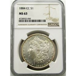 1884-CC MORGAN SILVER DOLLAR NGC MS 63