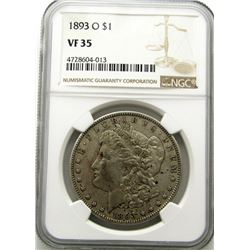1893-O MORGAN SILVER DOLLAR NGC VF 35