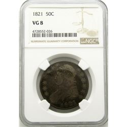 1821 BUST HALF DOLLAR NGC VG 8