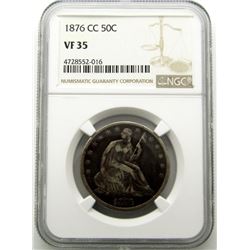 1876-CC SEATED LIBERTY 50c NGC VF 35