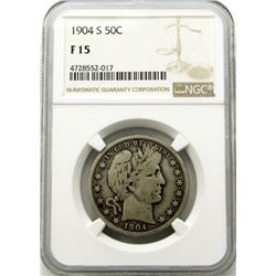 1904-S BARBER HALF DOLLAR NGC FINE 15