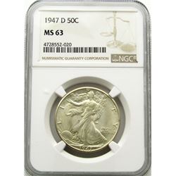 1947-D WALKING LIBERTY 50c NGC MS 63