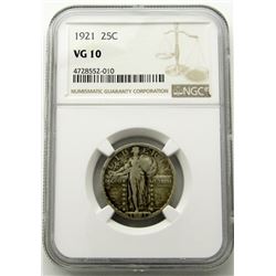 1921 STANDING LIBERTY QUARTER NGC VG 10