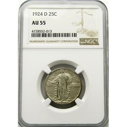 1924-D STANDING LIBERTY QUARTER NGC AU 55
