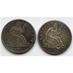 2-SEATED HALF DOLLARS:  1853 & 1876