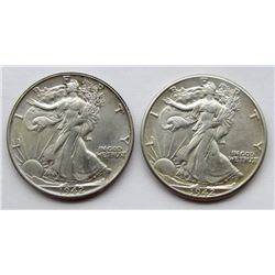 2-1942 WALKING LIBERTY HALF DOLLARS
