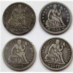 4-SEATED DIMES: 1854 W/ARROWS,