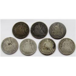 7-SEATED DIMES. MIXED DATES