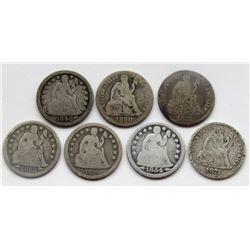 7-SEATED DIMES. MIXED DATES