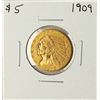 Image 1 : 1909 $5 Indian Head Half Eagle Gold Coin