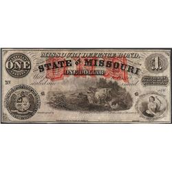 1860's $1 State of Missouri Defence Bond Obsolete Currency Note