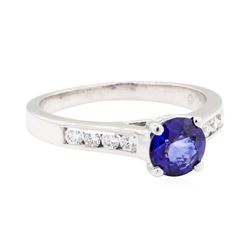 Platinum 0.96 ctw Sapphire and Diamond Ring