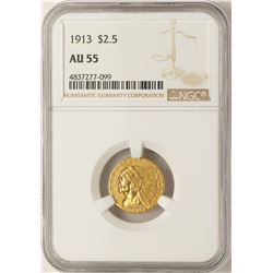 1913 $2 1/2 Indian Head Quarter Eagle Gold Coin AU55