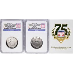 Opening Day 2014-D & 2014-S Baseball Hall of Fame Half Dollar Coins NGC MS70/PF7