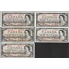 Image 1 : Lot of (5) 1954 $100 Bank of Canada Notes