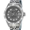 Image 1 : Rolex Ladies Stainless Steel Slate Grey Pyramid Diamond Datejust Wristwatch