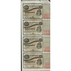 Uncut Sheet of (4) State of Louisiana Baby Bond Obsolete Notes