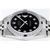 Image 5 : Rolex Mens Stainless Steel Black Diamond & Sapphire Datejust Wristwatch