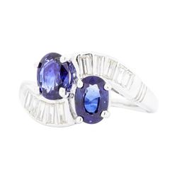 Platinum 1.70 ctw Blue Sapphire and Diamond Ring