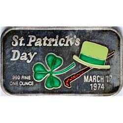 March 17, 1974 St. Patrick's Day Enamel Silver Art Bar