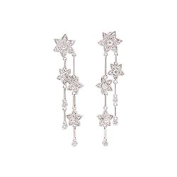 14KT White Gold 0.30 ctw Diamond Star Dangle Earrings