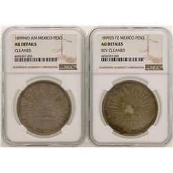 Lot of (2) 1899 Mexico Pesos Silver Coins NGC Graded AU Details