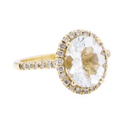 14KT Yellow Gold 2.65 ctw Aquamarine And Diamond Ring