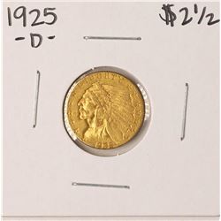 1925-D $2 1/2 Indian Head Quarter Eagle Gold Coin