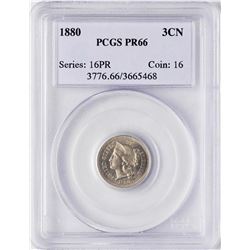 1880 Proof Three Cent Nickel Coin PCGS PR66