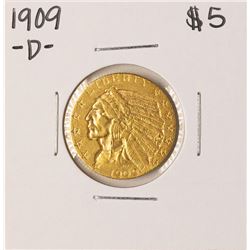 1909-D $5 Indian Head Half Eagle Gold Coin