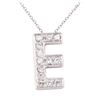 Image 2 : 14KT White Gold 0.65 ctw Diamond Letter "E" Pendant with Chain