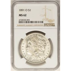 1891-O $1 Morgan Silver Dollar Coin NGC MS62