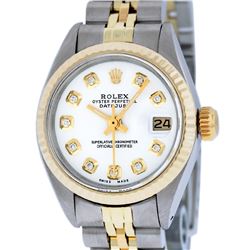 Rolex Ladies Two Tone 14K White Diamond 26MM Datejust Wristwatch