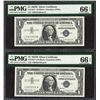 Image 1 : (2) Consecutive 1957B $1 Silver Certificate STAR Notes PMG Gem Uncirculated 66EP