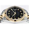 Image 3 : Rolex Mens Two Tone 14K Black Diamond 36MM Datejust Wriswatch